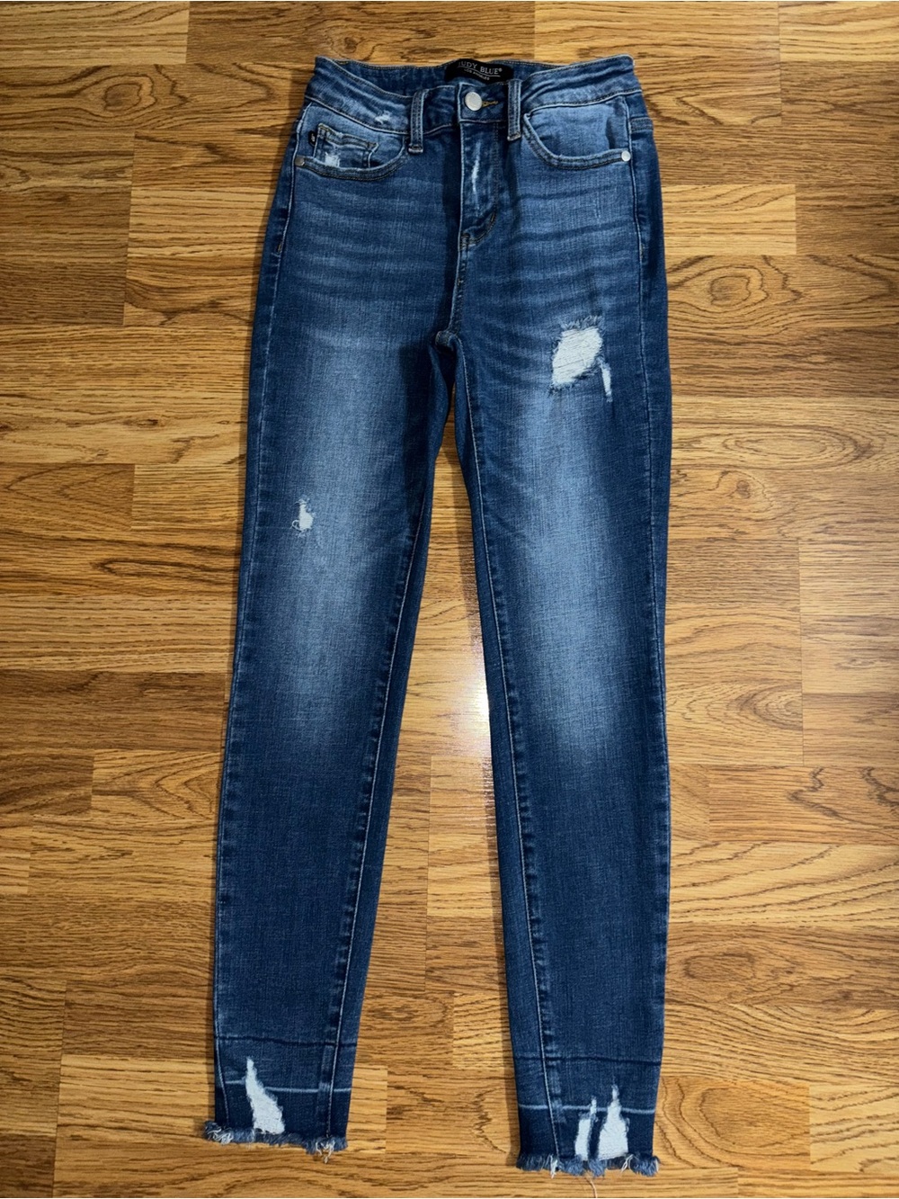 Judy Blue Skinny Jeans Juniors Size 3 Waist 26 Distressed Jegging Dark Denim